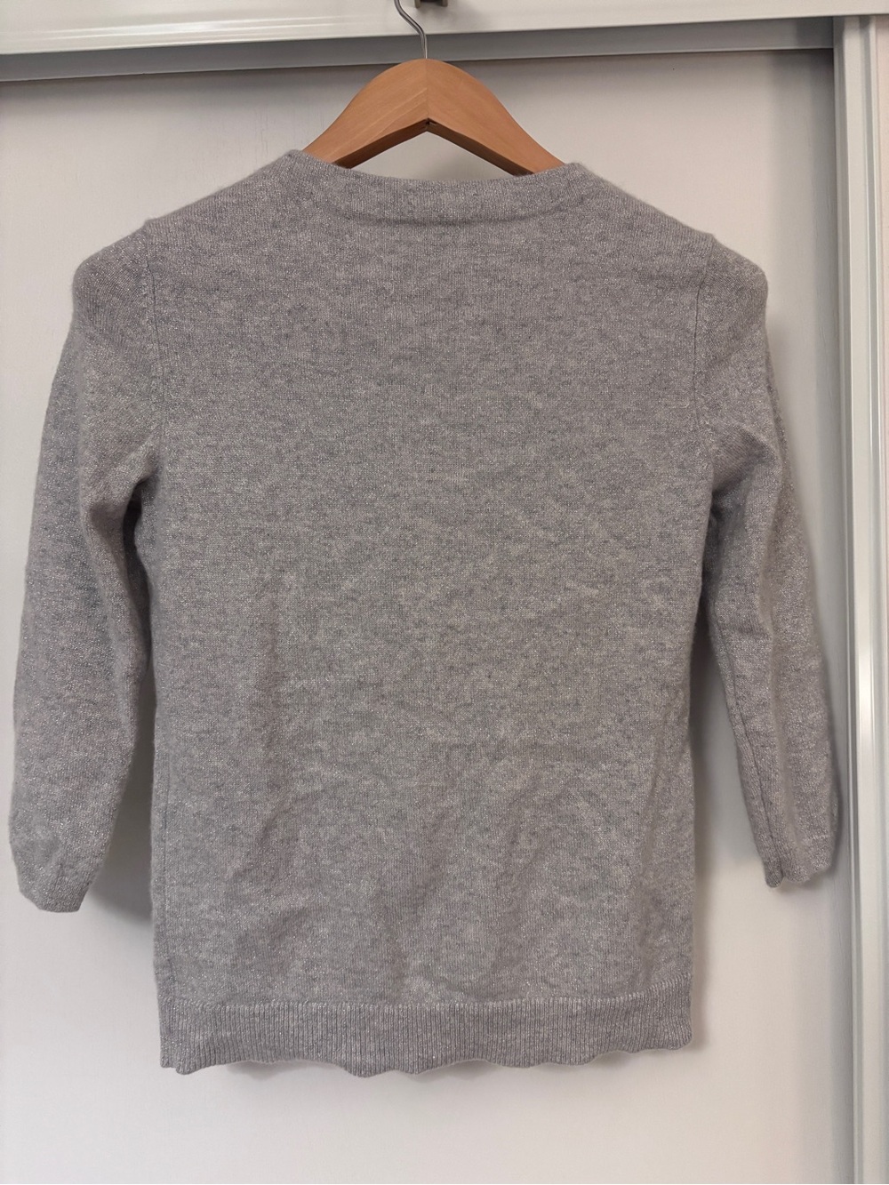 Talbots Audrey Sweater Size S Petite Cashmere Crewneck Gray Shimmer Ribbed Soft - Picture 4 of 8